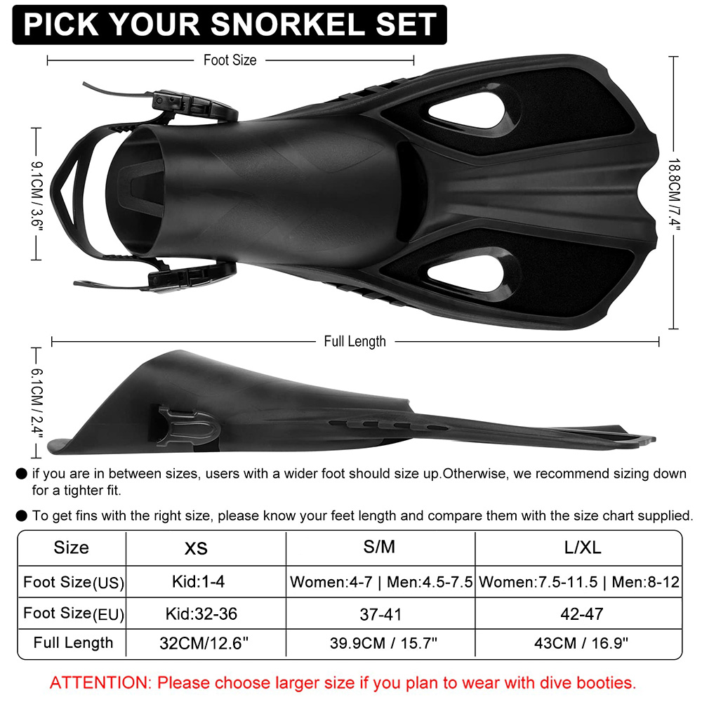 Snorkel Fins - Short Adjustabl - Snorkel Dry Top review and price
