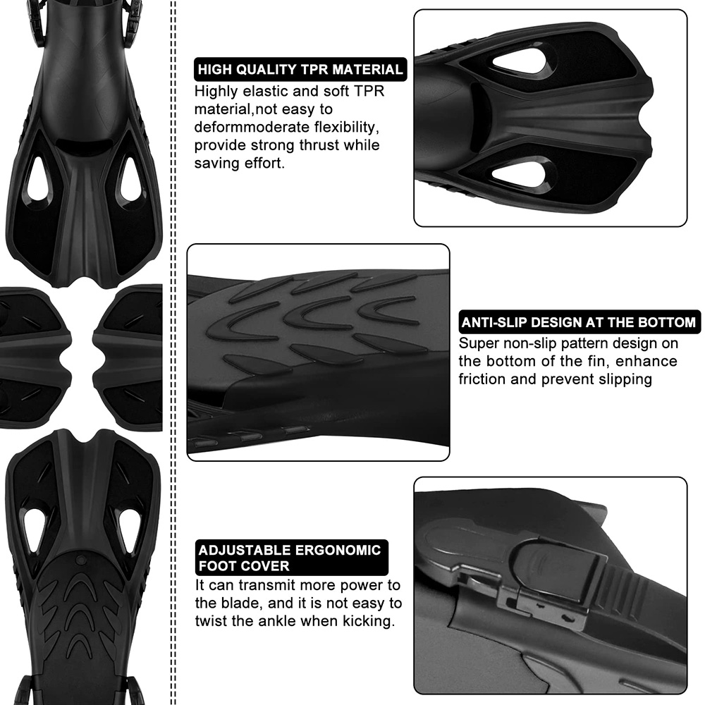 Snorkel Fins - Short Adjustabl - Snorkel Dry Top review and price